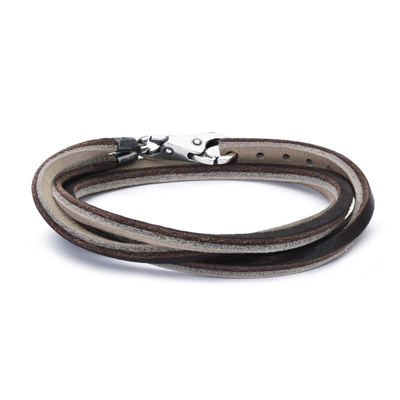 Leather Bracelet Brown/Light Grey, 36cm